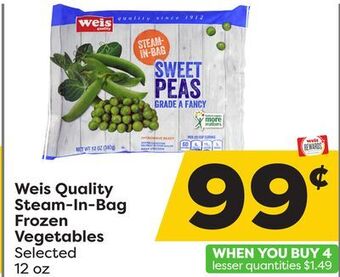 Weis Markets Weis quality steam-in-bag frozen vegetables offer