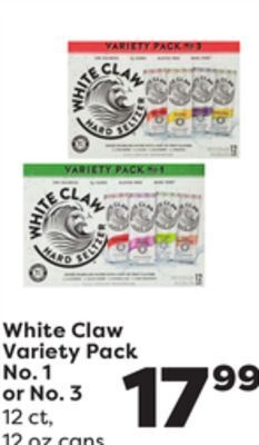 Weis Markets White claw variety pack no. 1 or no. 3 offer