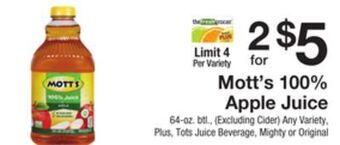 The Fresh Grocer 100% apple juice offer