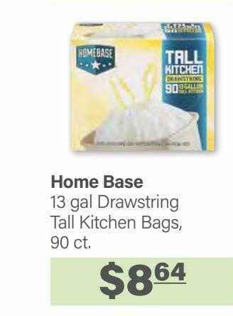 Commissary Home base 13 gal drawstring tall kitchen bags offer