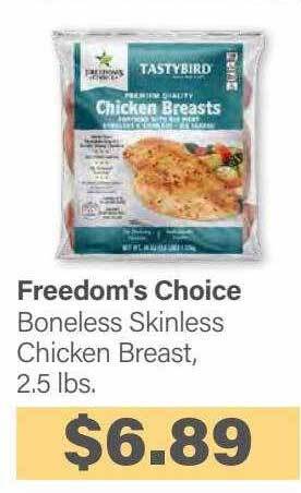 Commissary Freedom's choice boneless skinless chicken breast offer