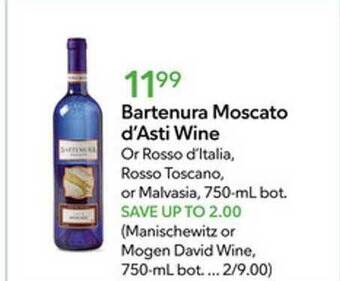 Publix Bartenura moscato d'asti wine offer