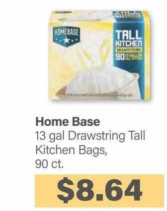 Commissary Home base 13 gal drawstring tall kitchen bags offer