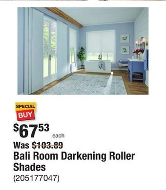 The Home Depot Bali room darkening roller shades offer