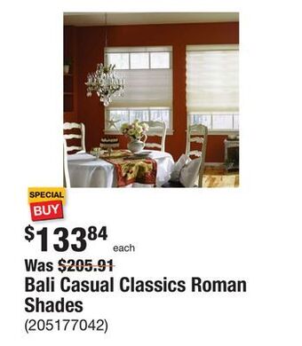 The Home Depot Bali casual classics roman shades offer