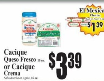Baja Ranch Cacique Queso Fresco or Cacique Crema offer
