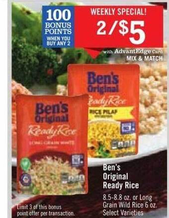 Price Chopper Ben's original ready rice offer