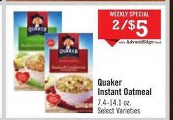 Price Chopper Quaker instant oatmeal offer