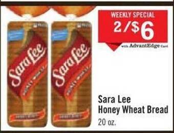 Price Chopper Sara lee honey wheat bread offer