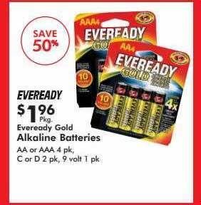 Eveready gold alkaline batteries