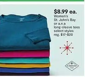 JC Penney Women's st. john's bay or a.n.a long-sleeve tees select styles offer