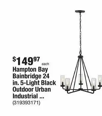 The Home Depot Hampton bay bainbridge 24 in. 5-light black outdoor urban undustrial offer