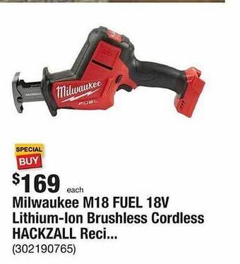 The Home Depot Milwaukee m18 fuel 18v lithium-ion brushless cordless hackzall reci... offer