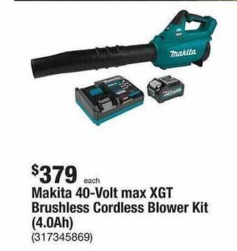 The Home Depot Makita 40-volt max xgt brushless cordless blower kit (4.0ah) offer