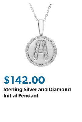 Sam's Club Sterling silver and diamond initial pendant offer