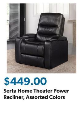 Sam's Club Serta home theater power recliner, assorted colors offer