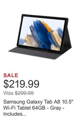 Costco Samsung galaxy tab a8 10.5" wi-fi tablet 64gb - gray - includes book cover offer
