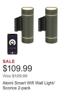 Costco Atomi smart wifi wall light/ sconce 2-pack offer
