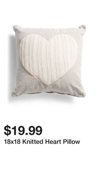 TJ Maxx 18x18 knitted heart pillow offer