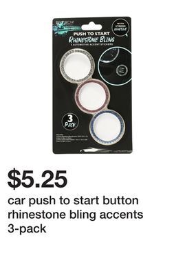 Five Below Car push to start button rhinestone bling accents 3-pack offer