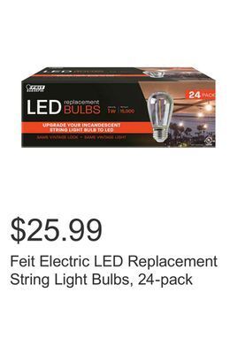 Costco Feit electric led replacement string light bulbs, 24-pack offer