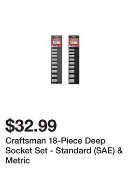 Kmart Craftsman 18-piece deep socket set - standard (sae) & metric offer