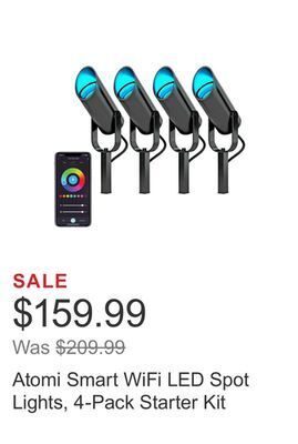 Costco Atomi smart wifi led spot lights, 4-pack starter kit offer