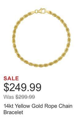 Costco 14kt yellow gold rope chain bracelet offer
