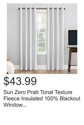 Costco Sun zero pratt tonal texture fleece insulated 100% blackout window curtains, 2-pack offer