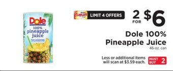 ShopRite 100% pineapple juice offer