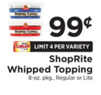 ShopRite Whipped topping offer