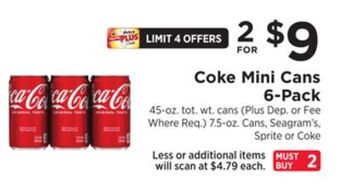 ShopRite Coke mini cans 6-pack offer