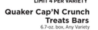 ShopRite Cap'n crunch treats bars offer