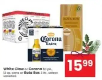 Albertsons White Claw or Corona 12-pk. 12 oz. cans or Bota Box 3 ltr. offer