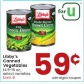 Albertsons Libby's Canned Vegetables 14.5-15 oz. offer