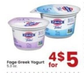Albertsons Fage Greek Yogurt 5.3 oz. offer