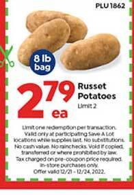 Save a Lot Russet potatoes offer