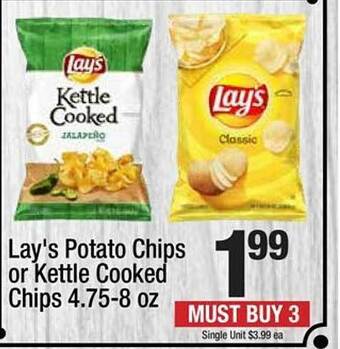 Super King Markets Lay's potato chips or kettle cooked chips offer