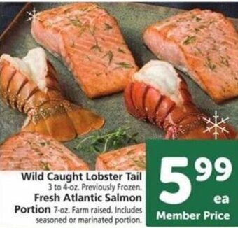 Safeway Wild Caught Lobster Tail, Fresh Atlantic Salmon Portion offer