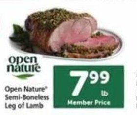 Safeway Open Nature Semi-Boneless Leg of Lamb offer