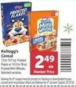 Safeway Kellogg's Cereal offer