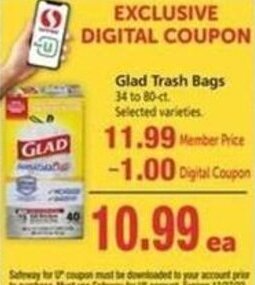 Safeway Glad Trash Bags offer
