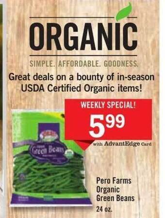 Price Chopper Pero farms organic green beans offer