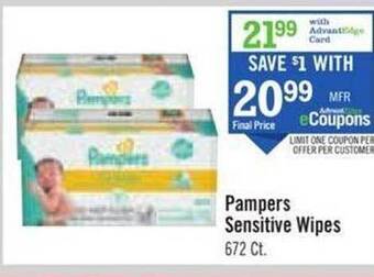 Price Chopper Pampers sensitive wipes offer