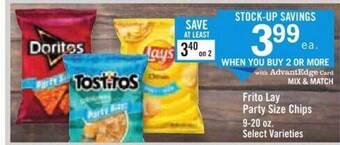 Price Chopper Frito lay party size chips offer