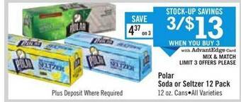 Price Chopper Polar soda or seltzer 12 pack offer