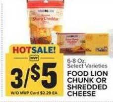 Food Lion Food lion chunk or shredded cheese offer