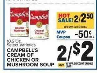 Food Lion Campbell's cream of chicken or mushroom soup offer