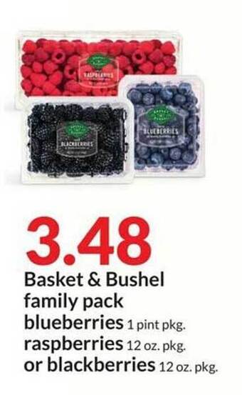 Hy-Vee Basket & bushel family pack blueberries, raspberries or blackberries offer