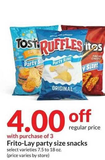 Hy-Vee Frito-lay party size snacks offer